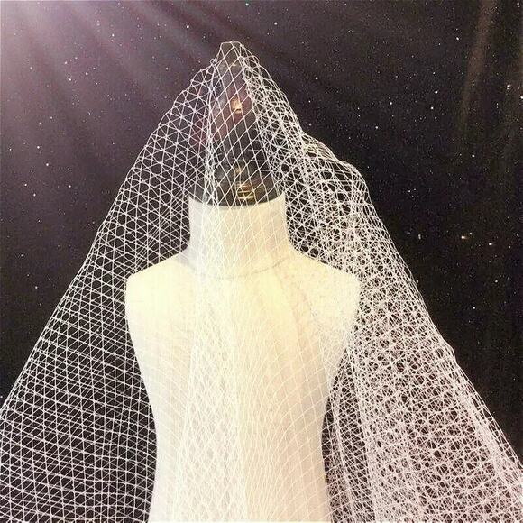 Ivory bird cage hat veil netting french birdcage net 1+ blusher length bird cage - Picture 1 of 4